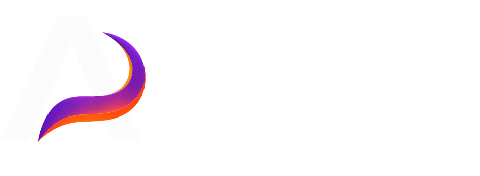 Aomark logo with white text and purple-orange swoosh A